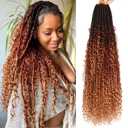 Goddess Locs Crochet Hair-30 Inch 8 Packs Boho Faux Locs Crochet Hair for Black Women Pre Looped Soft Locs with Curly Ends (1B/30/27, 30 Inch (Pack of 8)