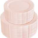 U-QE 100PCS Mauve Pink Plastic Plates - Plastic Party Plates Disposable Heavy Duty - Pink Disposable Plates for Party Including 50PCS 10.25'' Dinner & 50PCS 7.5'' Dessert