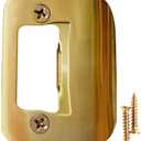 Gator Door Strike Plate with Screws,  2-1/4" by 1-3/4" Universal Latch Restorer Alloy Steel Lock Hardware for Interior and Exterior Doors, Replacement Door Latch Plate | Bright Brass 1-Pack
