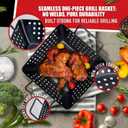 Qetumst Small Non-Stick 3 Piece Grill Basket Set BBQ Grilling Basket for Vegetables, Seafood & Meat Heavy Duty Perforated Grill Pan for Charcoal, Gas and Outdoor Grills, Easy to Clean Grilling Accessories