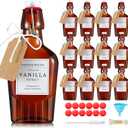 12 Set Swing Top Glass Flask Homemade Vanilla Extract Bottles with Stoppers Stickers Jar Brush Funnel Rope Labels Bottle for Holiday DIY Crafts Christmas Wedding Gifts(Amber,5oz)