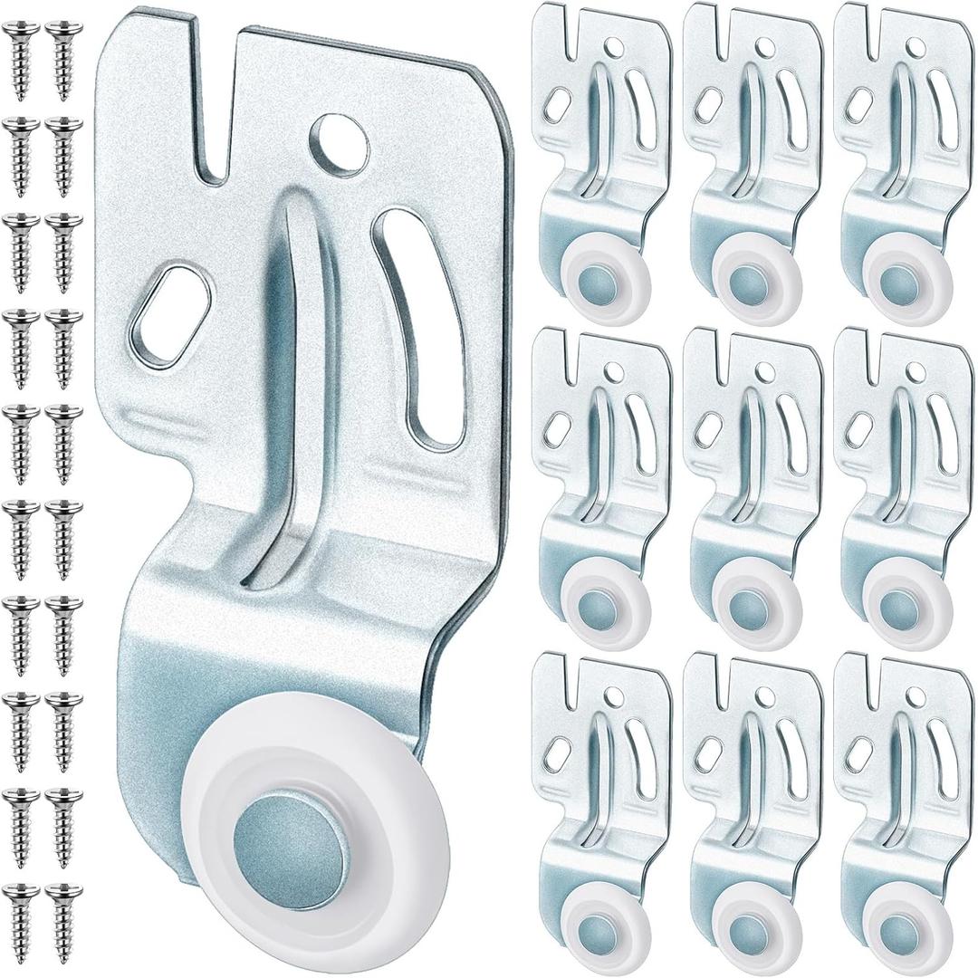 Blulu 10 Pcs Sliding Closet Door Roller Hardware Kit 7/8 Inch Sliding Roller Wheel with 1/2 Inch Offset for Top Hung Bypass 3/4" to 1-3/8" Thick Wardrobe Kitchen Doors