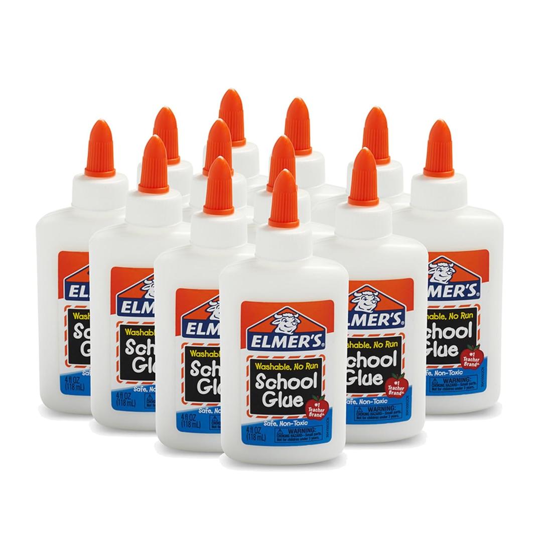 Elmer's Liquid School Glue, Slime & Craft, Safe and Non-Toxic, Washable, White, 4 Ounces Each, 12 Count - Ideal for Classroom, Home, Office, Teacher Supplies- 1 Teacher Brand