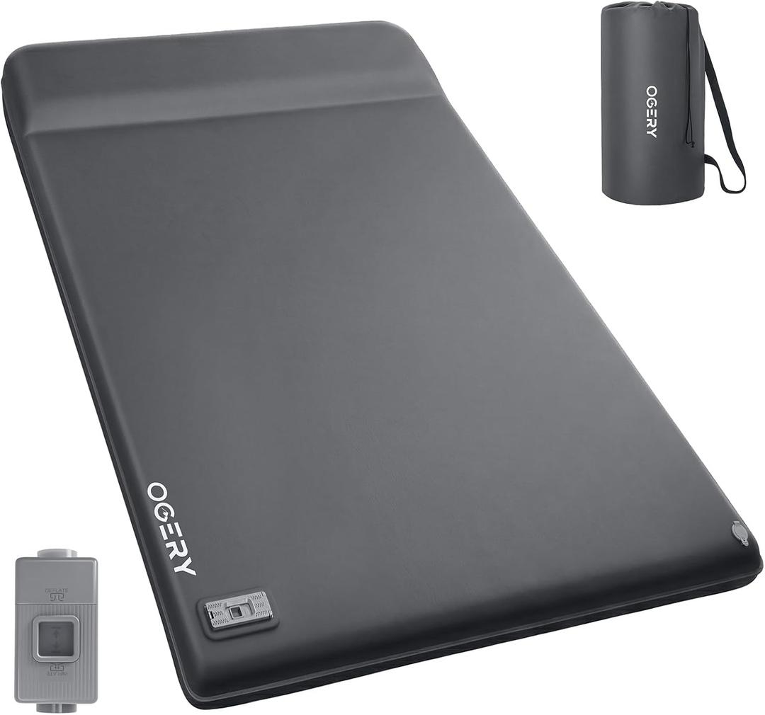 OGERY 3.15" Memory Foam Sleeping Pad, Self-Inflating with Electric Pump, Full