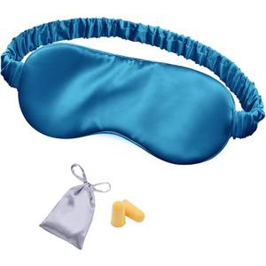 Silk Sleep Mask Eye Mask Blindfold with Double Layer Silk Filling and Elastic Strap for Full Night's Sleep, Travel and Nap, Eye Cover Eyeshade with Luxury Bag and Ear Plugs by OLESILK (Royal Blue)