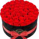 47 Flowers in a Luxury Suede Box, Birthday Gifts for Women, Preserved Flowers, Mothers Day Roses Gift for Mom, Red