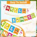 Summer Party Decorations, Hello Summer Banner Beach Pool Party Decorations with Hanging Swirls and Paper Fans for Home, Office, School, Classroom