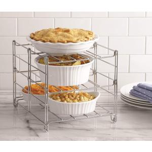 Nifty 3-Tier Oven Rack Non-Stick, Dishwasher Safe, Use for Cooking Casseroles, Compact Collapsible Kitchen Storage, Chrome-Plated Steel Construction