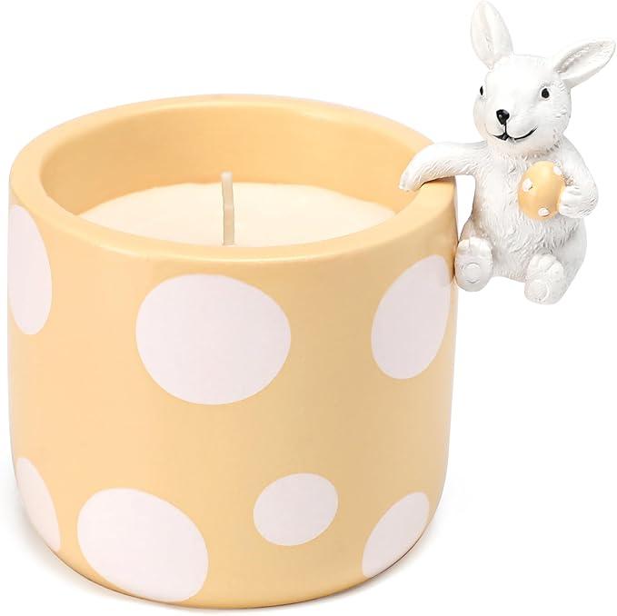 Easter Candles Gifts  Sunflower Scented Candle, Polka Dot Candle with Cute Bunny, Easter Decor Gifts for Kids Teens Adults Women