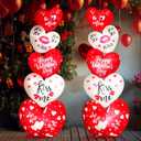 Fourluoo 2 Pcs 5.3ft Valentines Day Inflatable Heart Outdoor Yard Decoration Blow up Heart Yard Decor with LED Lights Romantic Sweet Hearts for Valentine's Day Party Indoor Garden Lawn Porch Decor