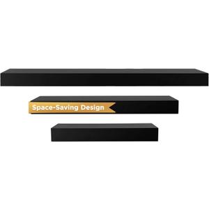 kieragrace KG Maine Floating Wall Shelves - Black, 12", 16", 24", Pack of 3