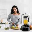 Commercial Blender for Smoothies 2200W, 80 Oz, 15 Speeds, 6-leaf Stainless Steel Blade, Heavy-Duty Commercial Blender for Smoothies, Ice Crush, Shakes, Self-Cleaning, Black