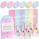 Double Rhythm 6 Pcs 15 ML Gel Polish Set Same Color Same Bottle Soak Off Gel Polish Kit Nail Art Manicure Salon DIY at Home for Women (Jelly Pink Purple Green Yellow Blue-T6-22) (Candy Pudding)