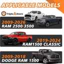 TripleAliners Truck Mat Compatible with 2009-2018 Ram 1500&2500/3500HD 2009-2026&Classic 19-24 Standard Tailgate Accessories, Tailgate Mat Custom Fit All Weather Pickup Liner, w/Tailgate Cap Protector