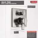 Delta Faucet Ara 17 Series 6-Setting Integrated Diverter Valve Trim Kit, Brushed Nickel Diverter Valve Trim Kit, Shower Trim Kit, Stainless T27967-SS (Valve Not Included)