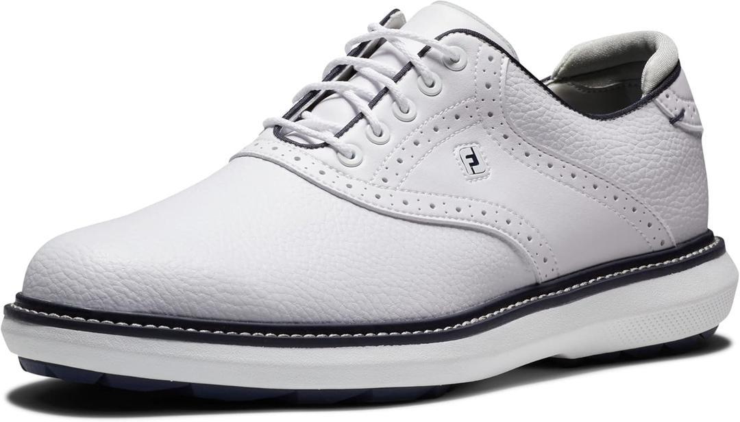 Footjoy Men's Traditions Previous Season Style Golf Shoe (9.5, White/White/Navy)
