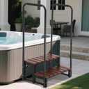Hot tub Step Stairs with Dual-Handrails, 2 Steps Hot Tub Stairs w/Leveling Foot, Detachable U-Shape Hot Tub Railing to Get in and Out, 400LBS Capacity Spa Steps for Indoor & Outdoor