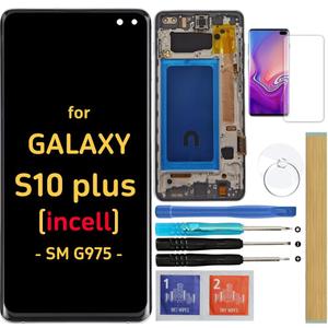Screen Replacement LCD Display Touch Digitizer Assembly for Samsung Galaxy S10 Plus G975 G975U G975W G 975F/DS 6.4"(Incell Type with Midnight Black)
