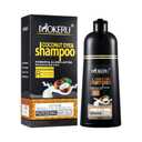 MOKERU Coconut Oil Black Hair Dye Shampoo 3 in 1 for Gray Coverage Color Shampoo for Women Men Semi-Permanent