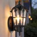 20’’ Extra Large Outdoor Wall Light Fixture, Exterior Wall Lantern Sconce | Waterproof, Rust-resistant, Matte Black, Water Ripple Glass, Quick & Easy Installation, Retro & Traditional, 20in