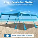 13x10FT Beach Tent Sun Shelter – UPF50+ Outdoor Canopy with 10 Sandbags, Sand Shovel, Ground Pegs & Stability Poles – Portable Shade for Camping, Fishing, Picnics & Beach Trips
