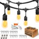Yuhoolamp 200FT Commercial Outdoor String Lights with 60+3 Replaceable S14 Edison Bulbs 2200K, Weatherproof for Patio Outside, 2Pack Linkable, Hooks and Zip Ties Included