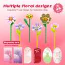 2 x Valentine's Day Gifts Party Favor 24Pcs Gifts Flowers Bouquet Botanical Building Block Sets Home Plant Decor Birthday Gifts for Adults Women Boys Girls 8-12+