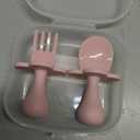 Grabease Baby Feeding Utensils Set - Travel Case for To-Go Toddler Containers - Choke-Guard for Baby Led Weaning Forks - Dishwasher Safe Toddler Spoon - Plastic, Blush, Pack of 1