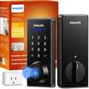 Philips Wi-Fi Smart Door Lock, Keyless Entry Door Lock with App Control,Fingerprint ID,Auto Lock,Keypad Deadbolt with Wi-Fi Bridge Adaptor,Smart Locks for Front Door-Matte Black