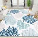 Coastal Area Rug Beach Rugs Non-Slip Nautical Coral Machine Washable Rugs Modern Floor Carpet for Bathroom Laundry Bedroom Living Room, 8x10