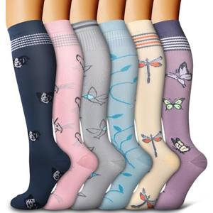 6 Pack Copper Compression Socks for Women and Men Circulation-Best Support for Medical, Running,Nursing,Athletic L/XL