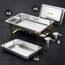 9Qt Chafing Dishes for Buffet, Gold Stainless Steel Chafing Dish Sets, Food Warmers for Parties, Buffet Servers and Warmers, Warming Trays for Buffets Party, Catering Supplies Buffet Display, 4 Pack