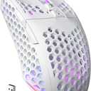 SM600 White Wireless Gaming Mouse,8000 DPI Tri-Modes BT5.1/Type-C Wired/2.4G Wireless Mouse with 2 Side Buttons, Programmable Macro Gamer Mouse with RGB Light for Laptop/PC/Mac (SM600 PRO)