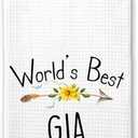 World's Best Gia Kitchen Towel, Floral Sunflower Kitchen Towel, Best Gia Ever, Gift Mothers Day Birthday Christmas Thanksgiving for Gia, Soft and Absorbent Kitchen Tea Towel