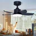 LANMEL 25 Inch Black Ceiling Fan with Light and Remote, Modern Ceiling Fan, 6 Speed, Reversible, 3000k-6500k Dimmable LED, Quiet DC Motor for Indoor Outdoor