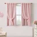 Bathroom Window Curtain,Pink Vintage French Country Victorian Elegant Sheer Overlay Decorative Curtains for Shower Window,54 Inch Length, 34"W x 54"L