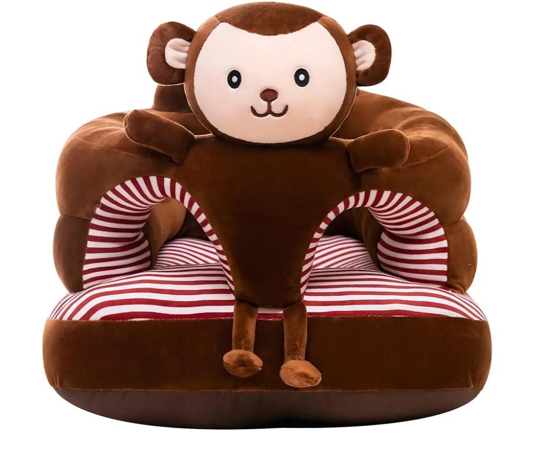 Baby Support Seat, Cute Baby Sofa Chair for Sitting Up, Comfy Plush Infant Seats (Monkey,W17.5 x H17.5)