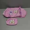 Gifts for 3 4 5 6 7 8 9 10 Year Old Girls-Girl Gym Bag with Shoe Compartment, Kid Personalized Weekender Dance Bags, Initial Travel Tote with Makeup Pouch, Gift Ideas for Kids (Letter M) (Solid Pink)