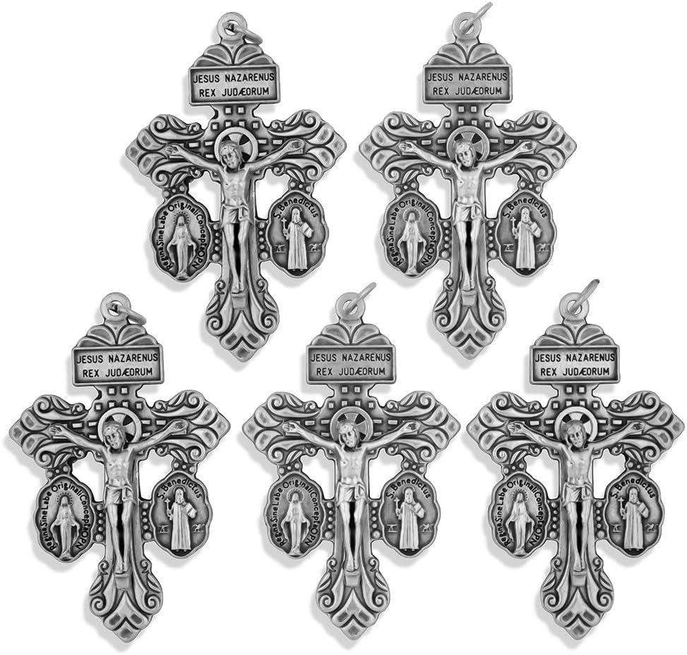 Venerare Deluxe Catholic Pardon Cross - Pack of 5 (Silver)