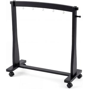 Ripeng Gong Chimes Wood Stand for 14 to 22 Gongs with Base for 1 Gong or 5 Chimes Wood Drum Stand with Brake Pulley for Sound Therapy and Meditation (Black, Style A)