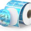2" Holographic Thermal Sticker Labels, 500 Pcs Round Printable Thermal Waterproof Sticker Rainbow Glitter for Logo Design, Price/Name Tag, Barcode, DIY Custom, Aurora Light Blue, 500 Labels/Roll