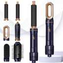 Blow Dryer Brush, 6 in 1 Auto Air Curling Iron Set 3 Temperature 1000W Powerful Negative Ionic Hair Dryer Brush Set with Thermal Brush, 60000RPM Hot Air Brush, Left&Right Curler Wand