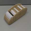 SITHON Remote Control Holder with 5 Compartments - PU Leather Remote Caddy Desktop Organizer Store TV, DVD, Blu-Ray, Media Player, Heater Controllers, Woodgrain Khaki (Small)