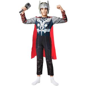 Children's superhero Thor costume Classic Muscle Costume Suit,Includes headpiece, hammer, cape (Small)