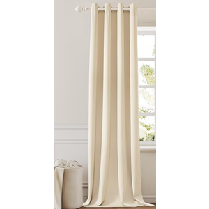 Blackout Curtains Room Darkening Thermal Insulated Drapes Solid Window Treatment Set Grommet Top Light Blocking Curtain for Living Room Bedroom (1 Panel, W52 x L108 Inch, Beige Cream)