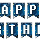 Vlipoeasn Blue 9th Birthday Decorations for Boys, Video Game Level 9 Banner Backdrop Hanging Swirls for 9th Birthday Party, Gamer 9 Years Old Party Supplies