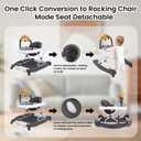 Baby Walker, 5-in-1 Baby Walkers for Boys and Girls 6-12 Months with Bouncer, Removable Footrest, Feeding Tray & Music, Foldable & Adjustable Activity Walker for 6-18 Months Toddler Infant,  c-grey