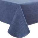 Pioggia Vinyl Tablecloth with Flannel Backing Square Waterproof Oil-Proof Plastic Table Cloth Wipeable PVC Table Cover for Indoor and Outdoor (Blue, 60 x 60 Inch)
