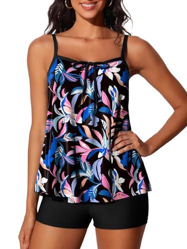 Summer Mae Plus Size Swimsuits for Women Two Piece Tankini Sets Tummy Control Bathing Suit Swimwear with Shorts Colorful Colors Size 22W