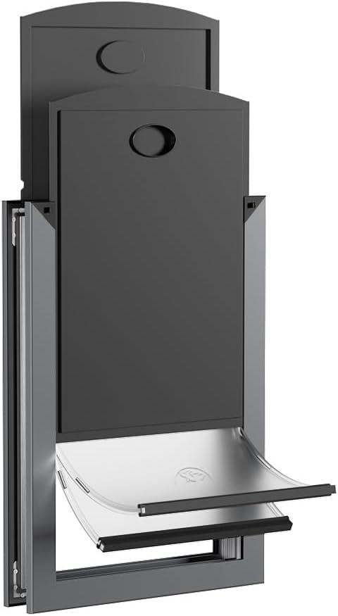 Aluminum XL Dog Door for Door, Extra Large Dog Door with 2 Magnetic Flaps, Sliding Lock Panels Included, Pet Door for Dogs up to 220lbs (Gray)